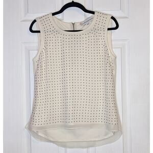 G by Giuliana Rancic Silver Studded Cream Tank Top Blouse S